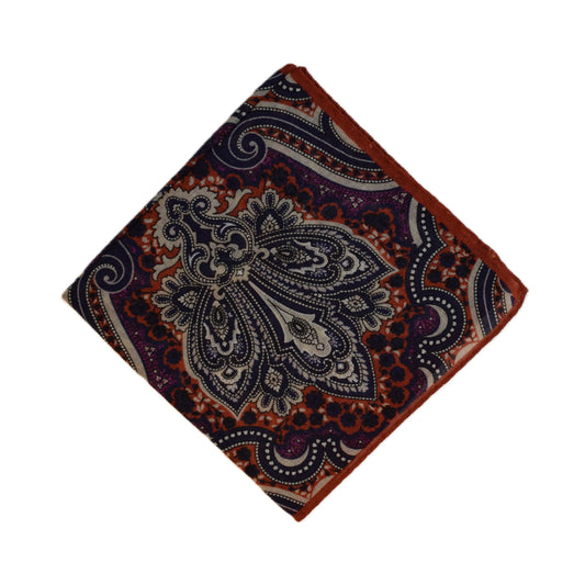 Rust boarder with large center design pocket square