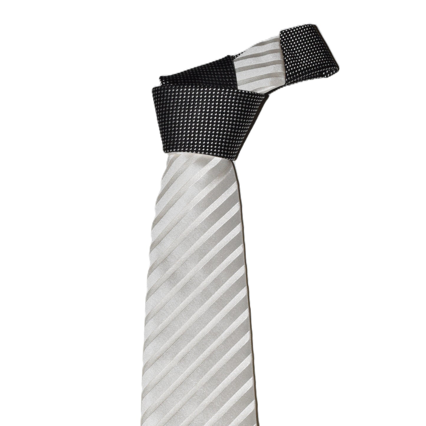 2 in 1 White necktie with black knot