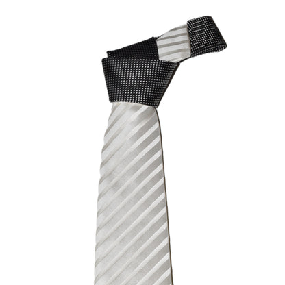 2 in 1 White necktie with black knot