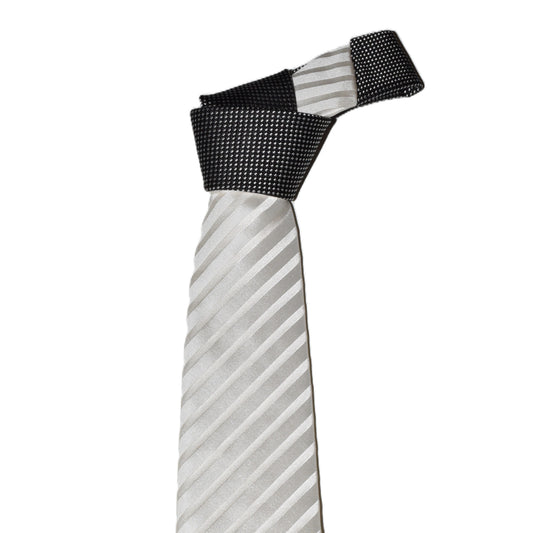 2 in 1 White necktie with black knot