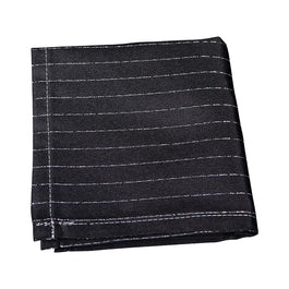 Black pocket square with silver pin stripes