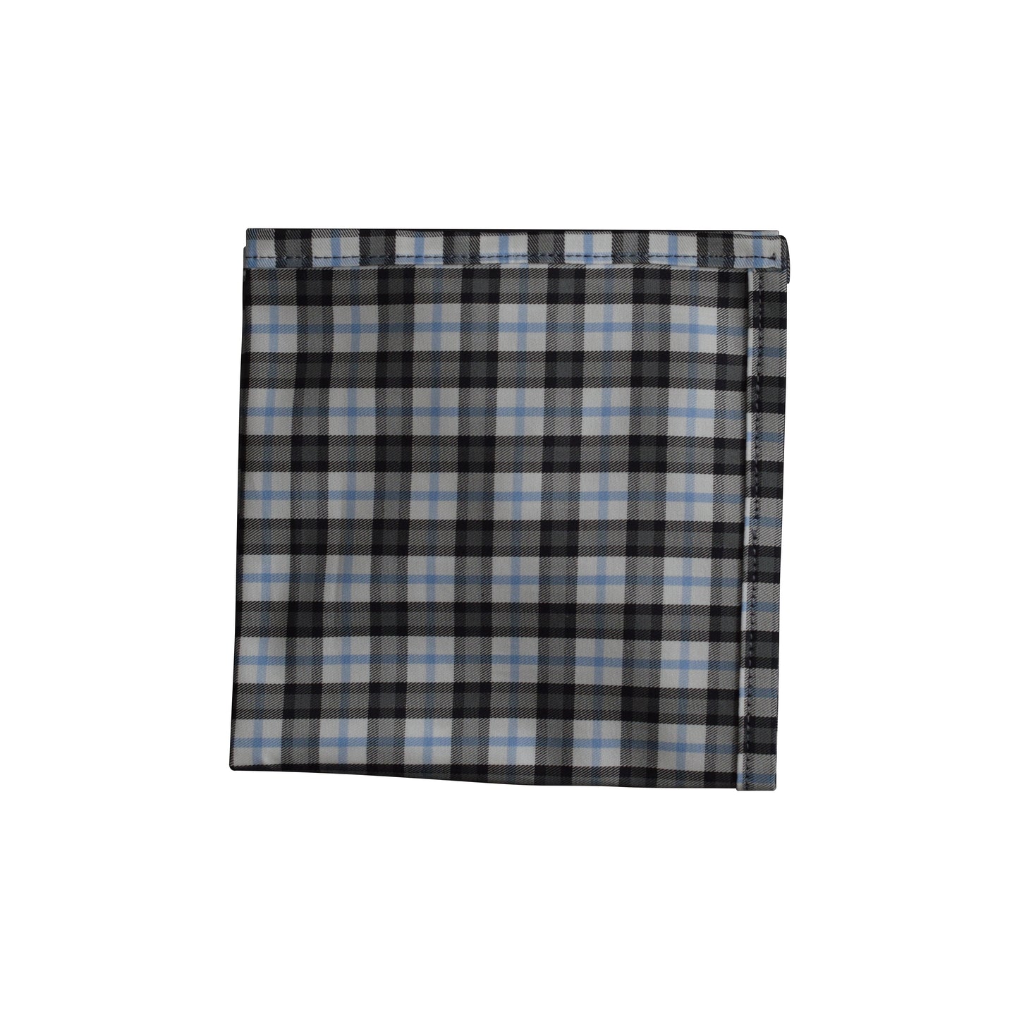 Black, white and blue plaid pocket square