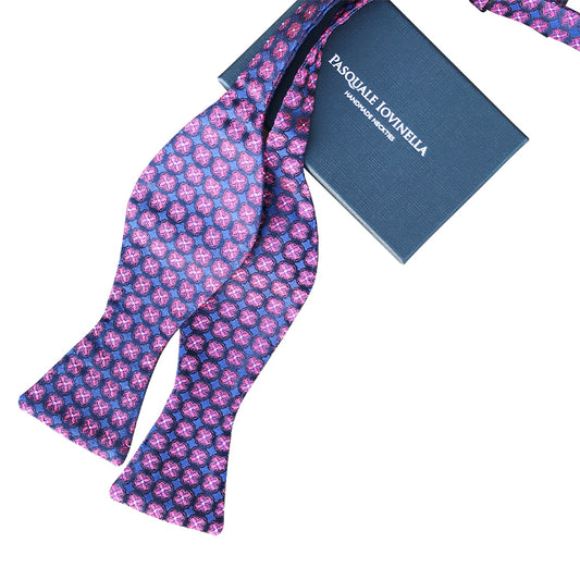 Blue bowtie with red flowers