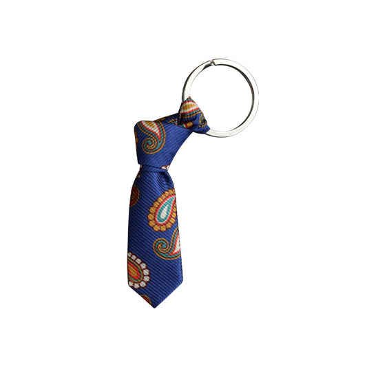 Blue with paisley mini necktie key chain