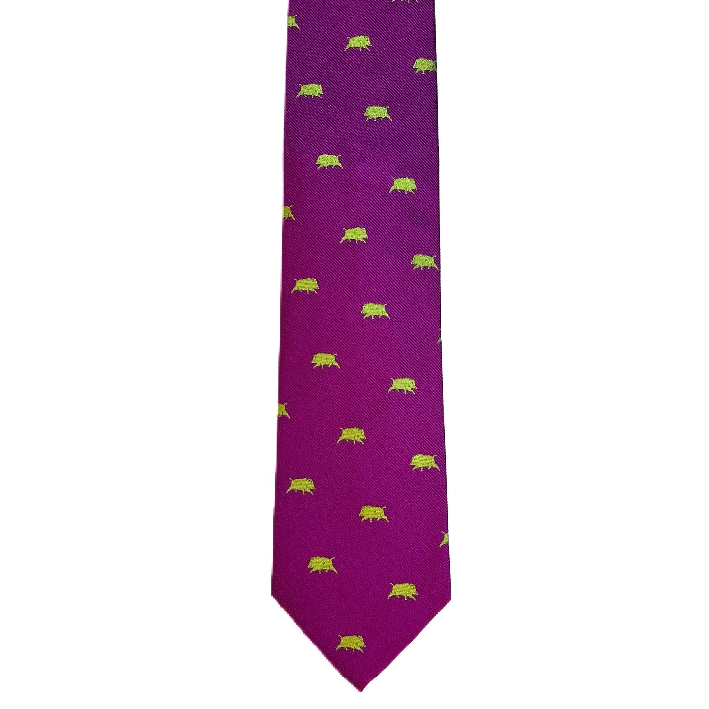 Fuchsia necktie with green boars