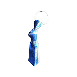 Blue with white stripes mini necktie key chain