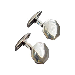 Hexagon sterling silver cufflink