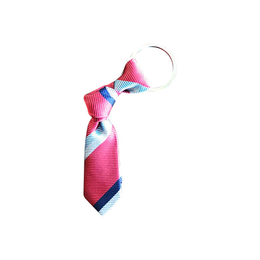 Rust with grey/blue stripes handmade mini necktie key chain