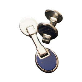 Oval shape sterling silver with lapis center cufflink