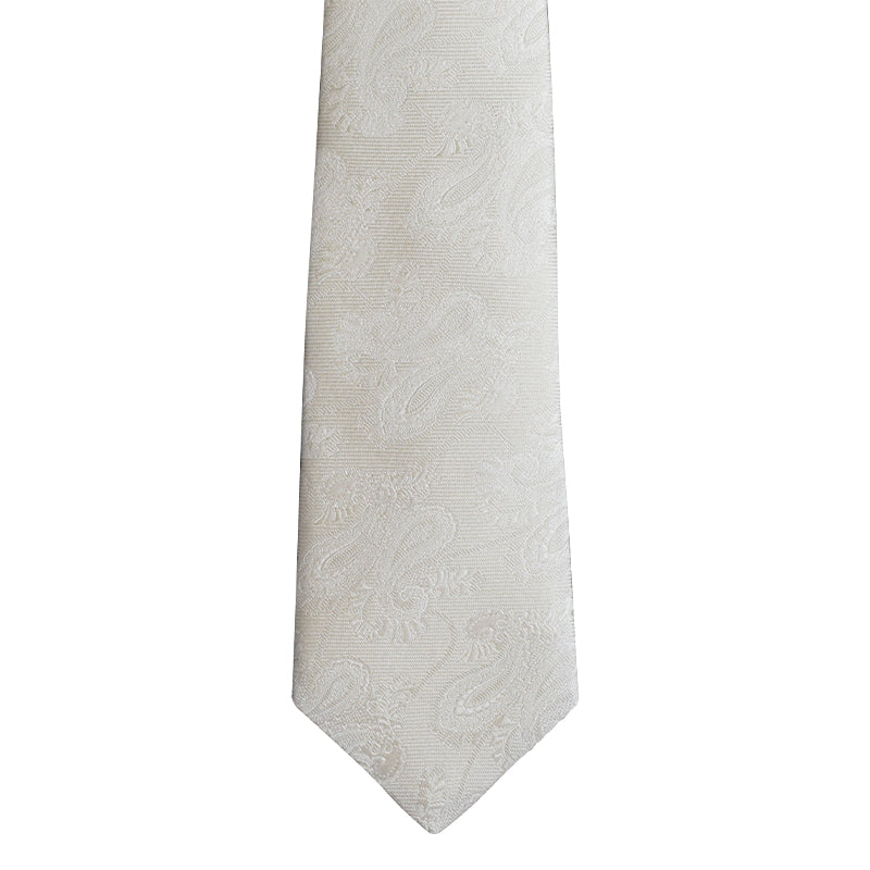 Off White with white paisley necktie