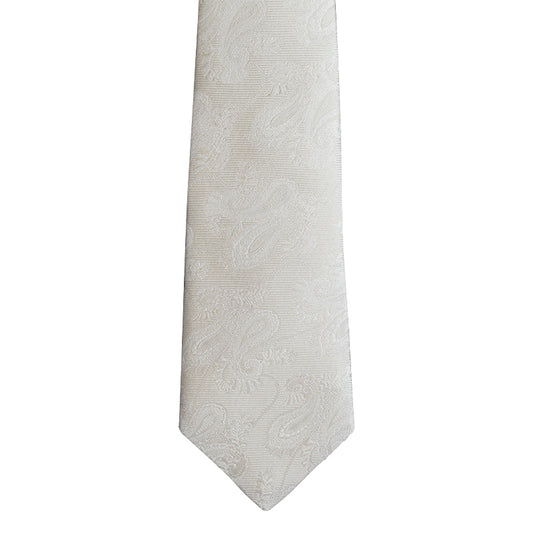 Off White with white paisley necktie